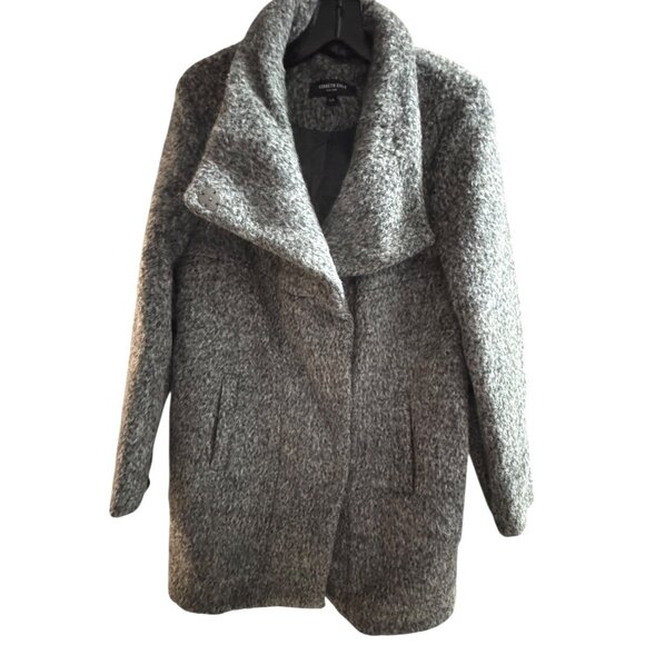 Kenneth Cole Women's Gray Wool Blend Coat L/G - Picture 4 of 10